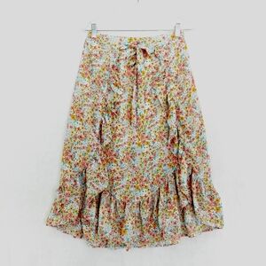 June and Hudson Floral Wrap Ruffled Midi Skirt P4264